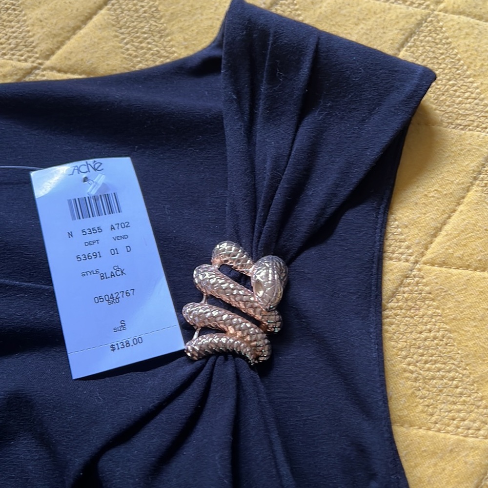 CACHE lbd with unique gold snake  broach. Size S - Picture 3 of 7